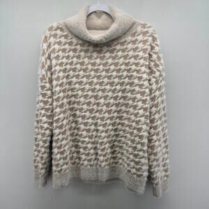 KUT from the Kloth Evea Camel Cream Houndstooth Turtleneck Sweater Style KS17807